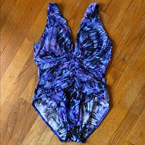 Miraclesuit Purple and Black Tie Dye Swimwear